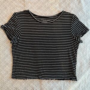 American Eagle Outfitters Black and White Striped Tee